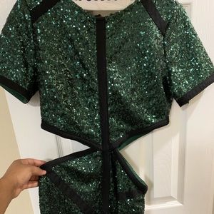 Green & black cut out dress